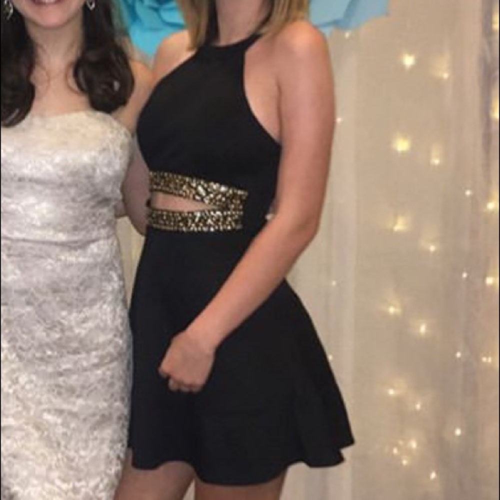 Black and gold homecoming dress